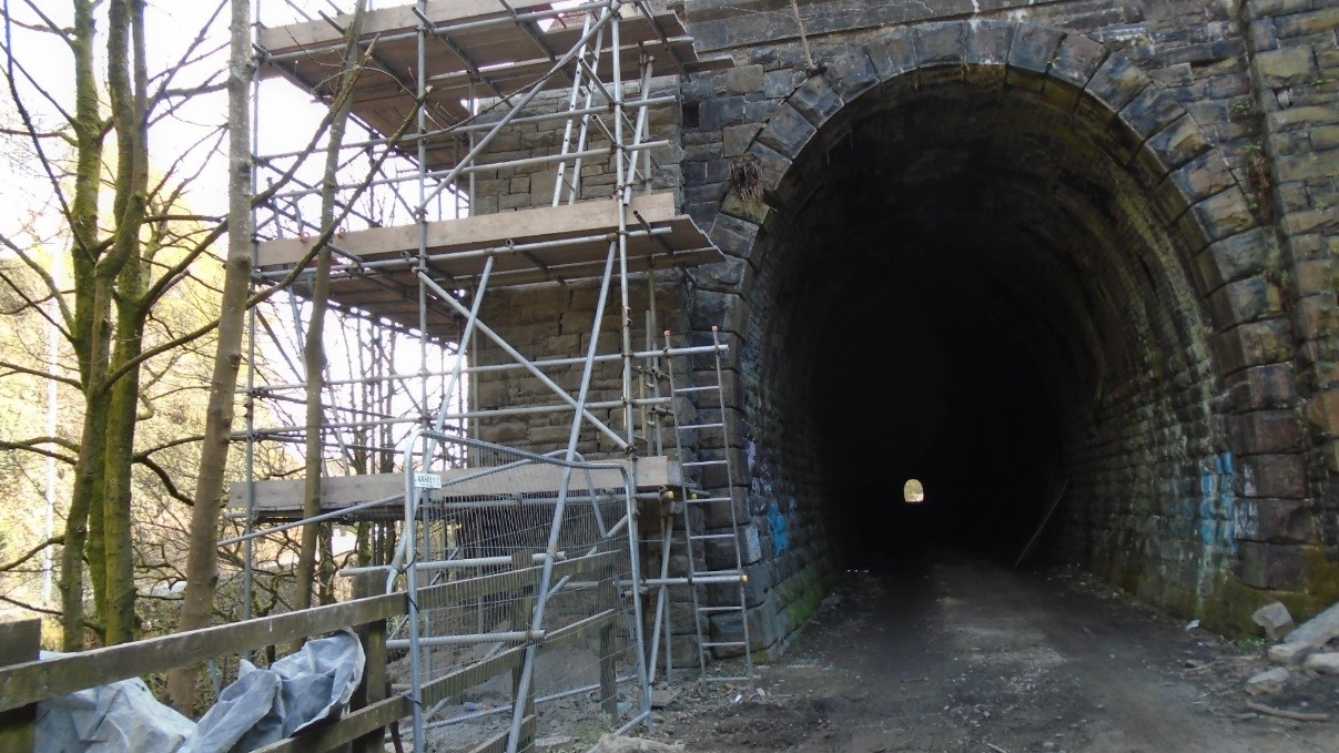 Thrutch Tunnel No 2 repairs underway on the external walls