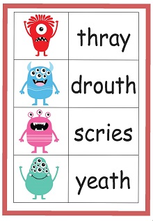 Red Rose Pseudo Word Cards - Phase 3, 4, 5 - A4 (PBL191)