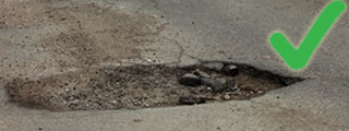 Pothole over 40mm