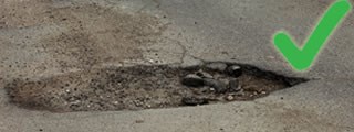 Pothole over 40mm deep