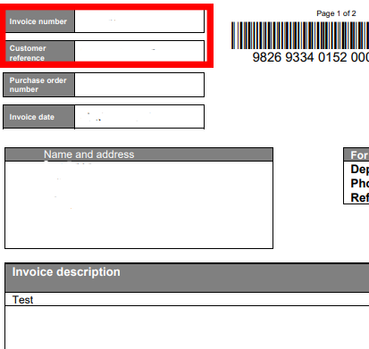 Invoice and customer ref location