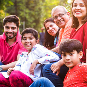 Smiling family group