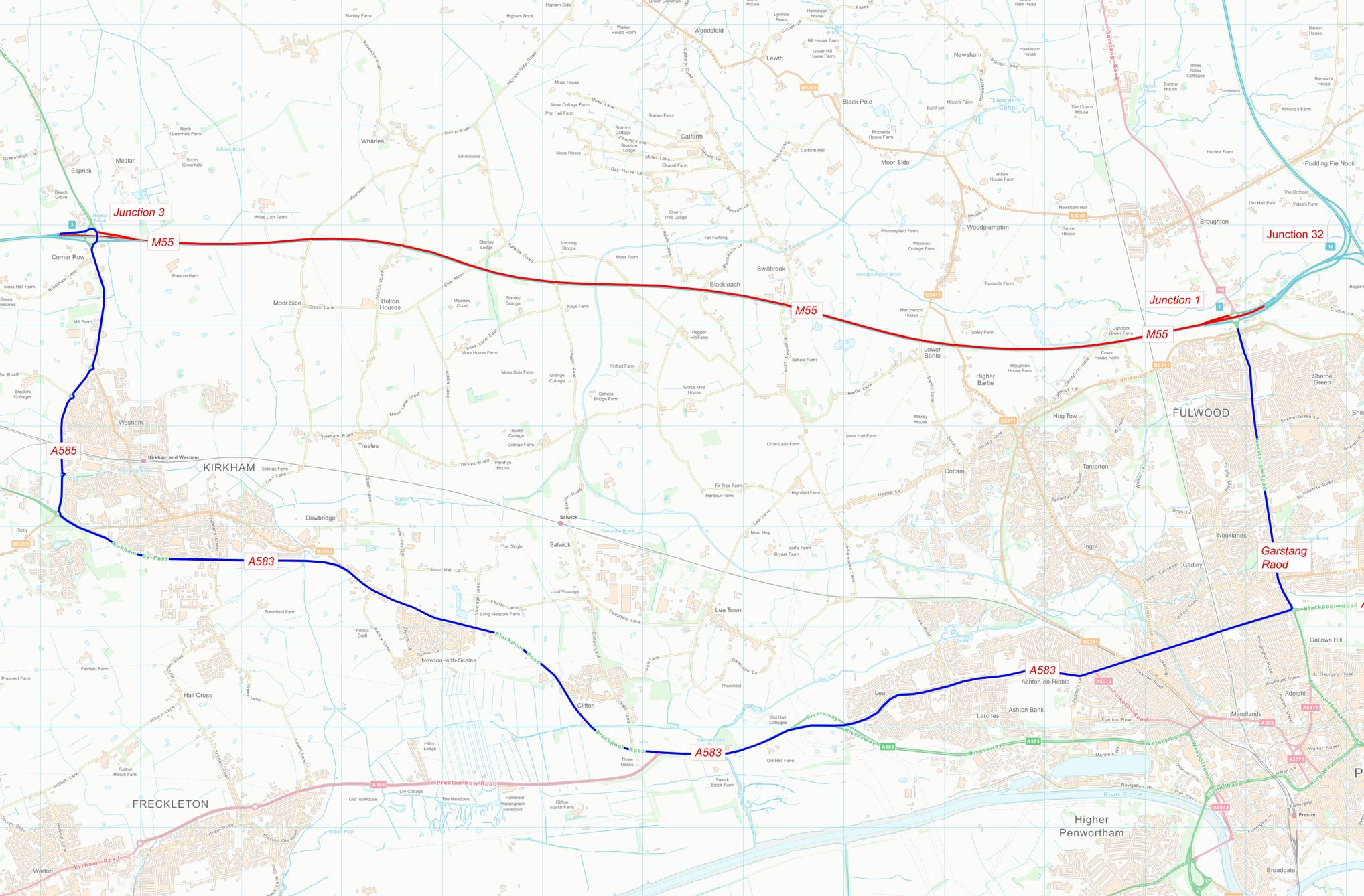M55 diversion route