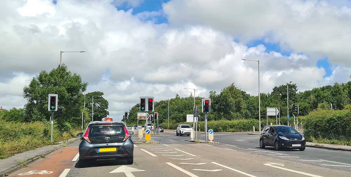 The current junction of the A6 and Hazelrigg Lane