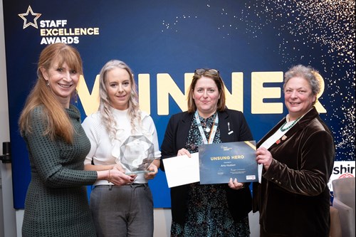 Photo of Angie Ridgwell, Amy Hudson, Elaina Quesada and County Councillor Cosima Towneley